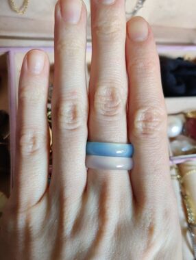 Blue and White Agate Rings